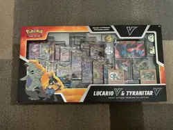 Pokemon TCG 2023 Lucario v & Tyranitar v Heavy Hitters Premium Collection - Image 1