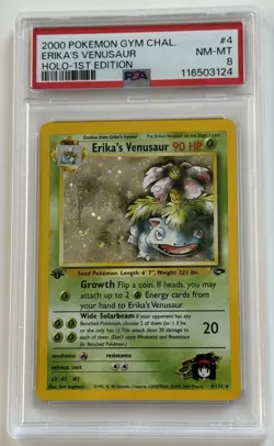 Pokemon Gym Challenge 1st Edition Erika's Venusaur Holo 4/132 PSA 8 - Image 1