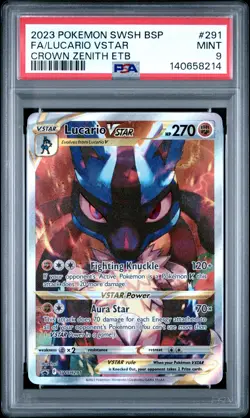 2023 POKEMON SWSH BLACK STAR PROMO #291 FULL ART/LUCARIO VSTAR PSA 9 - Image 1