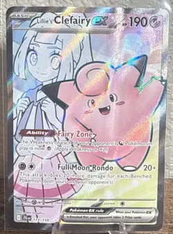 Pokemon TCG Lillie's Clefairy EX Holo Card 173/159 Journey Together ROLLER ERROR - Image 1