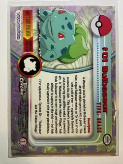 #01 Bulbasaur Topps Chrome 2000 Pokemon TV Animation Series 1 - Image 2