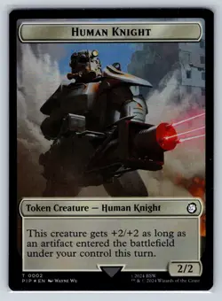 MTG Fallout Double Sided Foil Token 002/015 Human Knight / Junk - Image 1