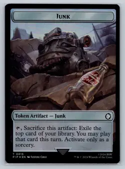 MTG Fallout Double Sided Foil Token 002/015 Human Knight / Junk - Image 2