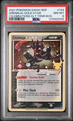 SWIRL Greninja Gold Star SWSH144 PSA 8 Celebrations Promo Pokemon TCG - Image 1