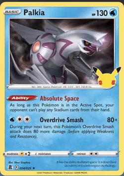 Pokemon TCG Palkia 4/25 - Celebrations Holofoil (NM) Ultra Rare 25th - Image 1