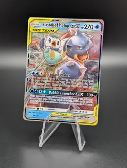 Pokemon TCG Sun & Moon Cosmic Eclipse Blastoise & Piplup GX Tag Team 38/236 - Image 3
