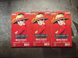 Lot of 3 - One Piece Carrying on His Will Sleeved Booster Pack OP-13 - Image 1