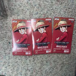 One Piece OP-13 CARRYING ON HIS WILL Sleeved Booster Packs Lot Of 3 NEW/SEALED - Image 1