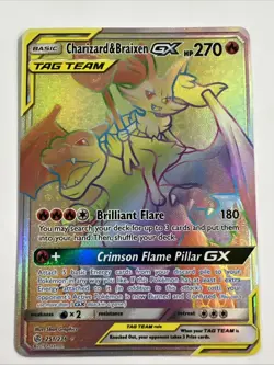 Pokemon Charizard & Braixen GX - Cosmic Eclipse Secret Rare Full Art #251/236 - Image 2