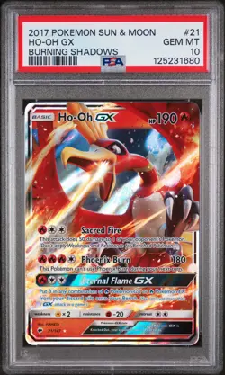 2017 POKEMON SUN & MOON BURNING SHADOWS #21 HO-OH GX PSA 10 - Image 1