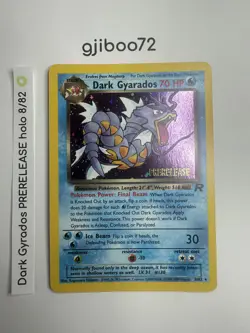 Pokemon Dark Gyarados 8/82 WotC Team Rocket Prerelease Holo Rare Promo NM - Image 1