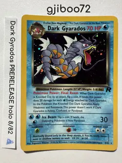 Pokemon Dark Gyarados 8/82 WotC Team Rocket Prerelease Holo Rare Promo NM - Image 1