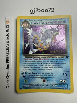 Pokemon Dark Gyarados 8/82 WotC Team Rocket Prerelease Holo Rare Promo NM - Image 1