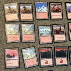 60 Vintage MTG Basic Lands Old Style School Various Black White Borders w Portal - Image 2