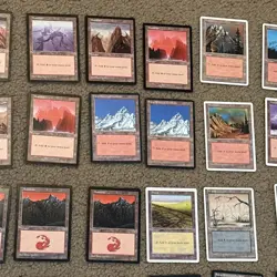 60 Vintage MTG Basic Lands Old Style School Various Black White Borders w Portal - Image 3