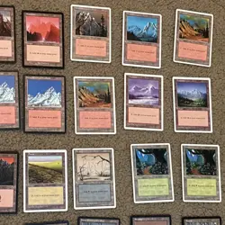 60 Vintage MTG Basic Lands Old Style School Various Black White Borders w Portal - Image 4