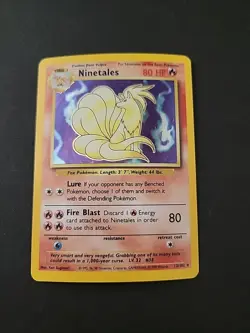 LP Pokemon TCG Ninetales 12/102 Holo Rare Unlimited Vintage WOTC Base Set - Image 1