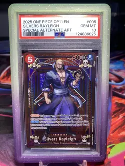 One Piece 2025 Fist of Divine Speed Silvers Rayleigh SP OP09-005 PSA 10 ENGLISH - Image 1