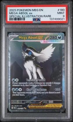 2025 Pokemon Mega Evolution Base #180 SIR Full Art Mega Absol ex PSA 9 Mint - Image 1