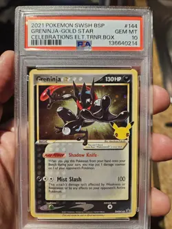 2021 POKEMON SWSH BLACK STAR PROMO #144 GRENINJA-GOLD STAR PSA 10 SWIRL - Image 1