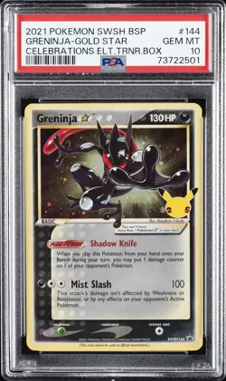 2021 POKEMON SWSH BLACK STAR PROMO #144 GRENINJA-GOLD STAR PSA 10 - Image 1