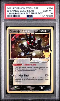 2021 POKEMON SWSH BLACK STAR PROMO #144 GRENINJA-GOLD STAR PSA 10 - Image 1