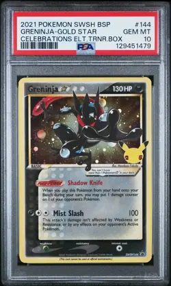 2021 POKEMON SWSH BLACK STAR PROMO #144 GRENINJA-GOLD STAR PSA 10 - Image 1