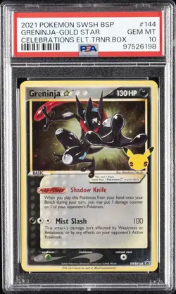 2021 POKEMON SWSH BLACK STAR PROMO #144 GRENINJA-GOLD STAR PSA 10 - Image 1