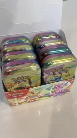 Full Set 8 EMPTY Pokemon PRISMATIC EVOLUTIONS Mini Tins & Eevee Coins (NO PACKS) - Image 1