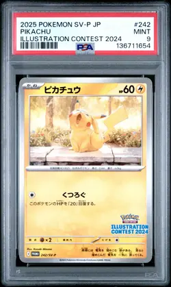 2025 POKEMON JAPANESE SV-P PROMO ILLUSTRATION CONTEST 2024 #242 PIKACHU PSA 9 - Image 1