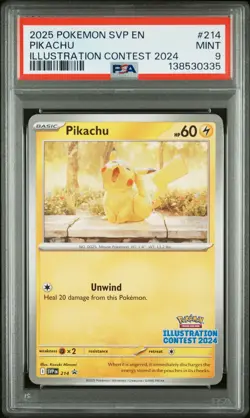2025 POKEMON SVP EN-SV BLACK STAR PROMO ILLUSTRATION CONTEST 2024 PIKACHU PSA 9 - Image 1