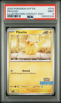 2025 POKEMON SVP EN-SV BLACK STAR PROMO ILLUSTRATION CONTEST 2024 PIKACHU PSA 9 - Image 1