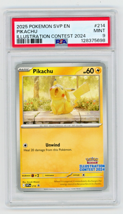 2025 Pokemon Illustration Contest 2024 Pikachu #214 Black Star Promo PSA 9 - Image 1