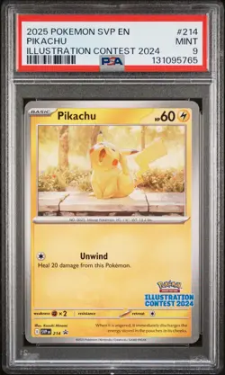 2025 POKEMON SVP EN-SV BLACK STAR PROMO ILLUSTRATION CONTEST 2024 PIKACHU PSA 9 - Image 1