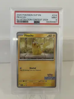 2025 POKEMON SVP EN-SV BLACK STAR PROMO ILLUSTRATION CONTEST 2024 PIKACHU PSA 9 - Image 1