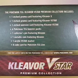 Pokemon TCG Kleavor VSTAR Premium Collection With Pin 6X Booster Packs Sealed - Image 4