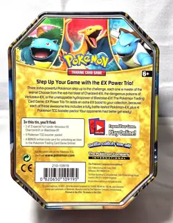 Pokemon TCG Tin featuring BLASTOISE-EX : EX POWER TRIO TIN (2014) - TIN ONLY - Image 2