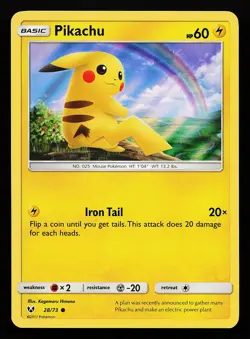 Pikachu 28/73 Holo Shining Legends Pokemon Card - Image 1