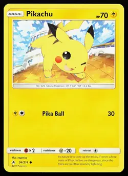 Pikachu 54/214 Common Unbroken Bonds Pokemon Card - Image 1