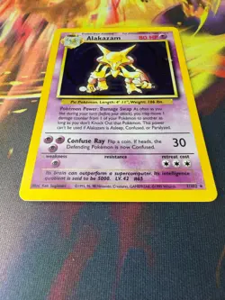 Alakazam 1/102 MP-LP Holo Rare Base Set 1999 Pokemon TCG - Image 2