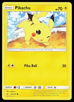 Pikachu 54/214 Common Unbroken Bonds Pokemon Card - Image 1