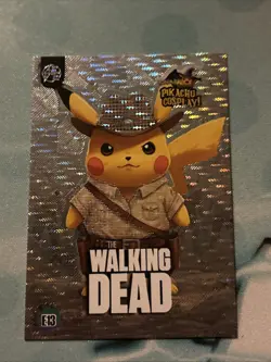 Walking Dead (Pikachu) #E13 Silver Holo Box Hit Electric Pikachu Cosplay Pokemon - Image 1
