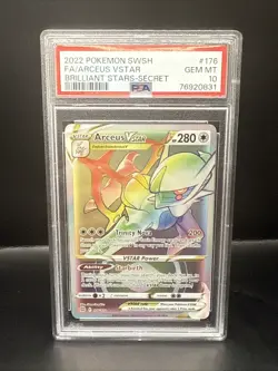 Pokemon SWSH Brilliant Stars Arceus VStar Rainbow Secret Rare 176/172 PSA 10 - Image 1