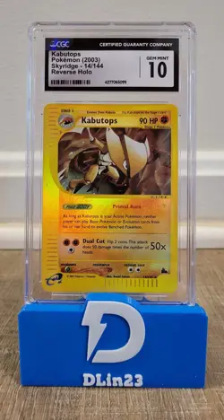 2003 POKEMON SKYRIDGE KABUTOPS REVERSE HOLO #14/144 CGC 10 GEM MINT - Image 1