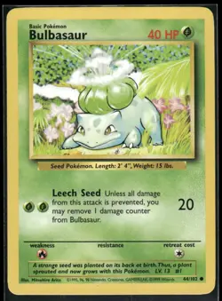 PL Pokemon TCG Bulbasaur 44/102 Common Base Set 1999 WOTC - Image 1