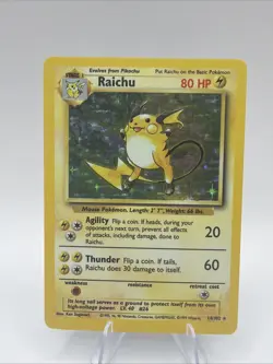 Pokemon TCG - Raichu 14/102 Base Set Holo Rare WOTC 1999 Vintage WoTC LP - Image 1