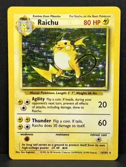 Pokemon TCG Raichu Base Set 14/102 Holo Unlimited Holo Rare WOTC - NM/LP - Image 1