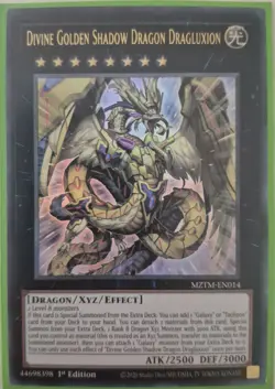 YuGiOh Divine Golden Shadow Dragon Dragluxion Ultra Rare MZTM-EN014 1st Edition - Image 1