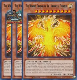 Yugioh! 3x The Winged Dragon of Ra - Immortal Phoenix MZTM-EN074 Rare 1st Ed NM - Image 1