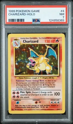 PSA 7 Near Mint 1999 Charizard Base Set Unlimited Holo Rare Pokemon Card #4 - Image 1